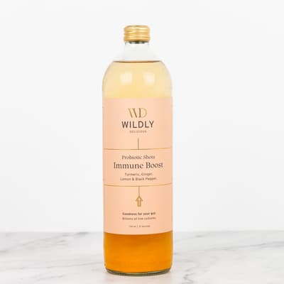 Wildly Delicious Probiotic Shot Immune Turmeric Ginger Lemon 750ml