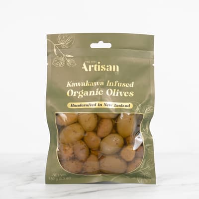 Kiwi Artisan Kawakawa Infused Organic Olives 150g