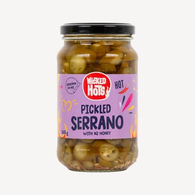 Wicked Hots Pickled Serranos with Honey 360g