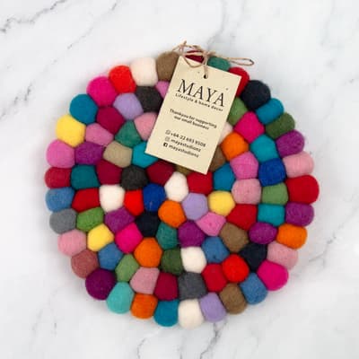 Felt Ball Trivet Rainbow