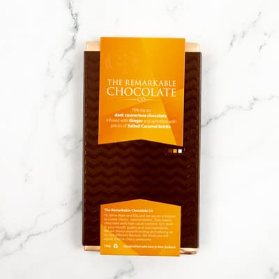 The Remarkable Chocolate Ginger And Salted Caramel Chocolate Block 150g