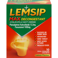 Max Lemon Cold & Flu Decongestant Hot Drink Sachets (10pk)