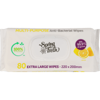 Lemon Scented Extra Large Multi-Purpose Anti-Bacterial Wipes (80pk)