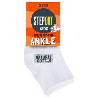 Mini Minor Cotton Ankle White Size 11-14 Years (2pk)