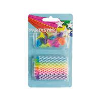 Party Star Spiral Candles With 12 Holders (24pk)