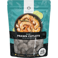 Raw Prawn Cutlets 21/25 Tail On & Deveined (1kg)