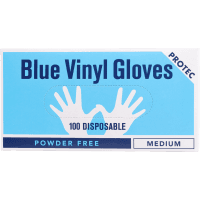 Powder Free Medium Blue Vinyl Gloves (100pk)