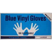 Powder Free Large Blue Vinyl Gloves (100pk)