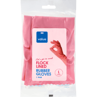 Flock Lined Rubber Gloves Large (1pk)
