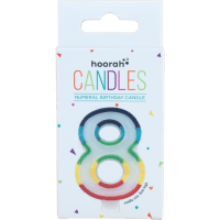 Rainbow Numeral Birthday Candle No.8 (1pk)