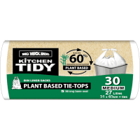 Kitchen Tidy Plant Based Tie-Tops Bin Liner Sacks Medium 51 x 65cm 27 Litres (30pk)
