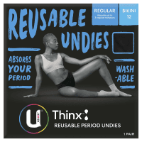 Thinx Period Underwear Black Bikini Size 12 (1pk)
