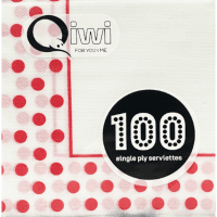 Red Polka Dot Single Ply Serviettes (100pk)