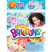 Neon Print Round Balloons (8pk)