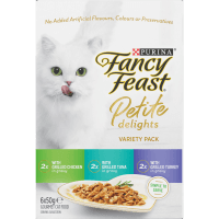Adult Petite Delights Chicken, Tuna & Turkey Grilled Wet Cat Food Pouch (6 x 50g)