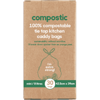 Home Compostable Mini 8 Litre Tie Top Kitchen Caddy Bags (30pk)