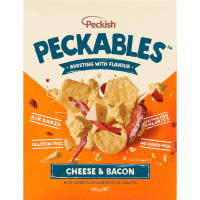 Peckables Cheese & Bacon Bite-Sized Flavoured Rice Snacks (100g)