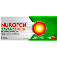 Zavance Mini Liquid Ibuprofen 200mg Capsules Pain Relief (8pk)