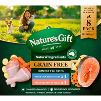 Grain Free Homestyle Stew Chicken or Salmon in Jelly Wet Dog Food (8 x 100g)