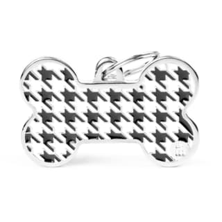 My Family Style Bone Pied a Poule Dog Tag - Extra Large, Black