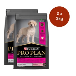 Pro Plan Puppy Sensitive Skin & Stomach Salmon & Mackerel Formula Dry Dog Food - 6kg (2x 3kg bags)