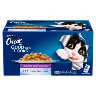 Oscar Favourites Selection in Jelly Wet Cat Food Variety Pack - 36 x 85g Bulk Pack