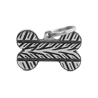 My Family Bronx Bone Pneumatic Dog Tag - Large, Antique Silver