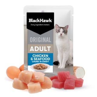 Black Hawk Original Adult Chicken & Seafood in Gravy Wet Cat Food - 85g x 24