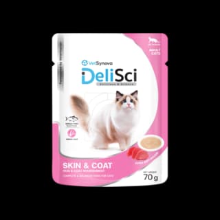 VetSynova DeliSci Skin & Coat Mousse Wet Cat Food - 70g x 12 (pack)
