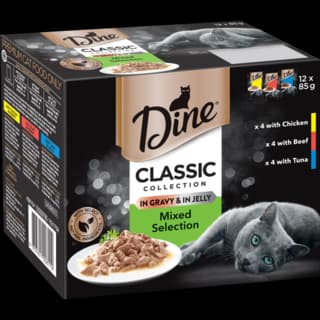 Dine Classic Collection Mixed Selection in Gravy & Jelly Wet Cat Food Variety Pack - Pack (12 x 85g)