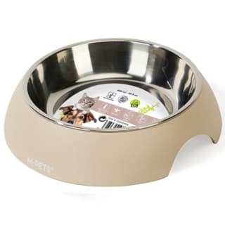 M-PETS Eco Bamboo and Stainless Steel Pet Food Bowl - 600mL, Sand