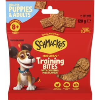 Schmackos Mini Strapz Training Bites with Chicken & Milk Dog Treats - 120g