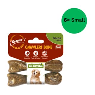 Gnawlers Bacon Bone Dog Dental Chew - Small - Twin Pack, 6 Packs