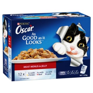 Oscar Meat Menus in Jelly Adult Wet Cat Food Variety Pack - 85g x 12 Pack