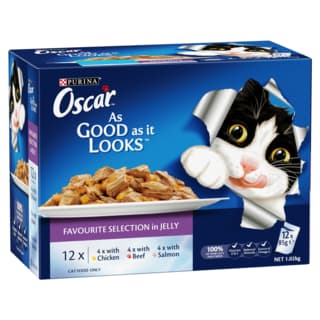 Oscar Favourites Selection in Jelly Adult Wet Cat Food Variety Pack - 85g x 12 pack