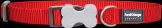 Red Dingo Plain Adjustable Dog Collar - Red, Medium