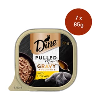 Dine Pulled Menu Gravy Indulgence with Chicken Adult Wet Cat Food - 85g x 7