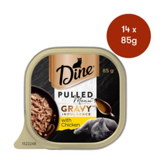 Dine Pulled Menu Gravy Indulgence with Chicken Adult Wet Cat Food - 85g x 14