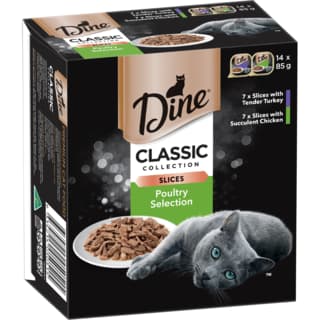 Dine Classic Collection Slices Poultry Selection Adult Wet Cat Food Variety Pack - 85g x 14
