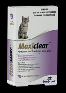 Moxiclear Spot-On Cat Flea & Worm Treatment - 3 Pack, Up to 4kg