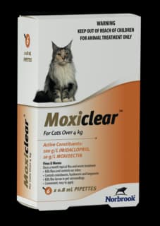 Moxiclear Spot-On Cat Flea & Worm Treatment - 6 Pack, 4kg+