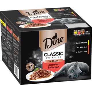 Dine Classic Collection in Gravy Succulent Selection Adult Wet Cat Food Variety Pack - 85g x 24 (2 pack)