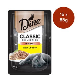 Dine Classic Collection in Gravy with Chicken Adult Wet Cat Food - 85g x 15 - discontinued