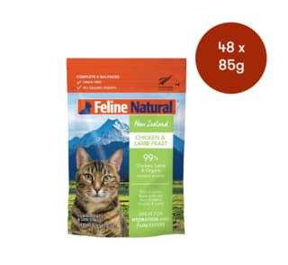 Feline Natural Chicken & Lamb Feast Pouch Wet Cat Food - 85g x 48