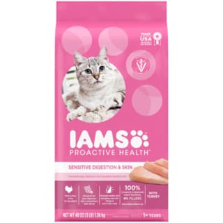 IAMS Proactive Health Healthy Digestion Adult Chicken & Turkey Dry Cat Food - 1.36kg