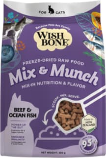 Wishbone Mix & Munch Beef & Ocean Fish Freeze Dried Cat Food Topper - 350g