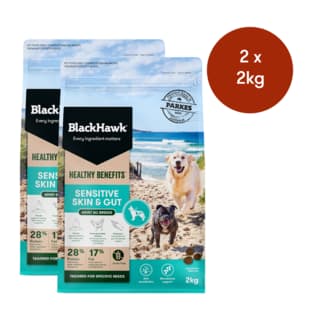 Black Hawk Healthy Benefits Sensitive Skin & Gut Dry Dog Food - 4kg (2 x 2kg Bags)