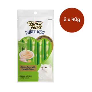 Fancy Feast Puree Kiss Chicken with Pumpkin Flakes Cat Treats - 80g (2 x 40g)