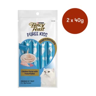 Fancy Feast Puree Kiss Chicken With Tuna Flakes Cat Treats - 80g (2 x 40g)