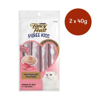 Fancy Feast Puree Kiss Tuna With Tuna Flakes Cat Treats - 80g (2 x 40g)